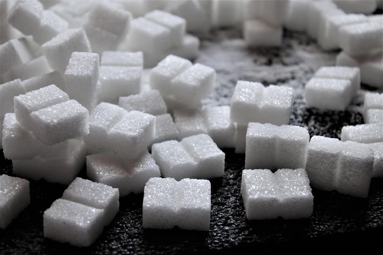 white sugar crystals macro